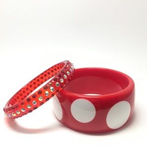 🌹VTG Red Dot Bangle Set